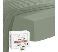 Pizuna 100% Cotton Single Fitted Sheet Seafoam Sage, 400 Thread Count Long Staple Cotton Single Fitted Sheet 90x200 cm, Sateen Weave 40 cm Deep Pocket 1 PC Seafoam Sage