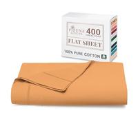 Pizuna 100% Cotton Single Flat Sheet Apricot Orange, 400 Thread Count Long Staple Cotton Flat Sheet Single 180x280 cm, Soft Sateen Weave Top Sheet Single