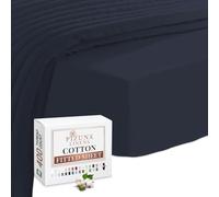 Pizuna 100% Cotton Small Double Fitted Sheet Dark Blue, 400 Thread Count Long Staple Cotton Small Double Fitted Sheets 120x200 cm, Sateen Weave 40 cm Deep Fitted Sheets 1 PC Dark Blue