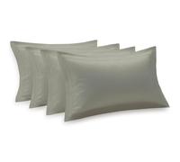 Pizuna 100% Cotton Standard Pillow Cases 4 Pack Silver 50x75cm 600 Thread Count Long Staple Combed Cotton Oxford Pillow Cases Soft Sateen Pillows 4 Pack Hotel Quality