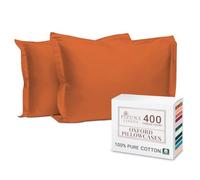 Pizuna 100% Cotton Standard Pillowcases 2 Pack Burnt Orange 50x75cm, 400 Thread Count Long Staple Combed Cotton Soft Pillow Cover, Sateen Weave Oxford Pillow Cases (Cooling Pillowcase 2PC)