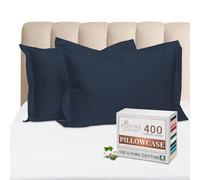 Pizuna 100% Cotton Standard Pillowcases 2 Pack Dark Blue 50x75cm, 400 Thread Count Long Staple Combed Cotton Soft Pillow Cover, Sateen Weave Oxford Pillow Cases (Cooling Pillowcase 2PC)