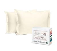 Pizuna 100% Cotton Standard Pillowcases 2 Pack Ivory 50x75cm, 400 Thread Count Long Staple Combed Cotton Soft Pillow Cover, Sateen Weave Oxford Pillow Cases (Cooling Pillowcase 2PC)