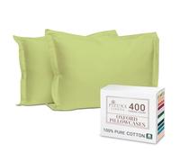 Pizuna 100% Cotton Standard Pillowcases 2 Pack Light Green 50x75cm, 400 Thread Count Long Staple Combed Cotton Soft Pillow Cover, Sateen Weave Oxford Pillow Cases (Cooling Pillowcase 2PC)
