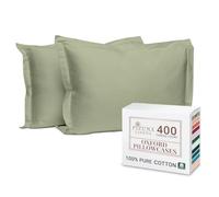Pizuna 100% Cotton Standard Pillowcases 2 Pack Light Sage 50x75cm, 400 Thread Count Long Staple Combed Cotton Soft Pillow Cover, Sateen Weave Oxford Pillow Cases (Cooling Pillowcase 2PC)