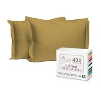 Pizuna 100% Cotton Standard Pillowcases 2 Pack Mustard Gold 50x75cm, 400 Thread Count Long Staple Combed Cotton Soft Pillow Cover, Sateen Weave Oxford Pillow Cases (Cooling Pillowcase 2PC)
