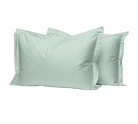 Pizuna 100% Cotton Standard Pillowcases 2 Pack Sea Foam 50x75cm, 400 Thread Count Long Staple Combed Cotton Soft Pillow Cover, Sateen Weave Oxford Pillow Cases (Cooling Pillowcase 2PC)