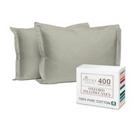 Pizuna 100% Cotton Standard Pillowcases 2 Pack Silver 50x75cm, 400 Thread Count Long Staple Combed Cotton Soft Pillow Cover, Sateen Weave Oxford Pillow Cases (Cooling Pillowcase 2PC)