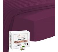 Pizuna 100% Cotton Super King Fitted Sheet Berry Plum, 400 Thread Count Long Staple Cotton Fitted Sheet 180x200 cm, Sateen Weave Sheet Extra Deep 40 cm Fit 1 PC
