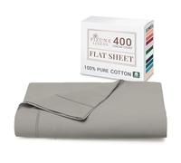 Pizuna 100% Cotton Super King Flat Sheet Ash Grey, 400 Thread Count Long Staple Cotton Flat Sheet Super King 300x280 cm, Sateen Weave Top Sheet Super King