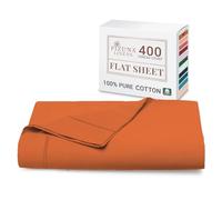 Pizuna 100% Cotton Super King Flat Sheet Burnt Orange, 400 Thread Count Long Staple Cotton Flat Sheet Super King 300x280 cm, Sateen Weave Top Sheet Super King