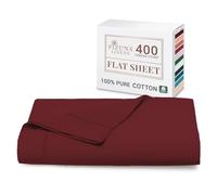 Pizuna 100% Cotton Super King Flat Sheet Rio Red, 400 Thread Count Long Staple Cotton Flat Sheet Super King 300x280 cm, Sateen Weave Top Sheet Super King