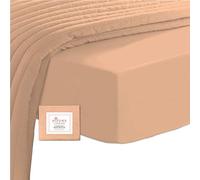 Pizuna 400 Thread Count Emperor-Fitted-Bed-Sheets Cotton Peach Quartz, 100% Long Staple Cotton Bed Sheet, Luxury Soft Sateen Deep Fitted Sheet 200x200cm Fits Upto 40cm