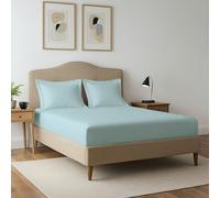 Pizuna 400 Thread Count Fitted Sheet King Size 160x200 cm with 2 Pillow Cases, Baby Blue, 100% Long Staple Cotton, Soft Sateen Weave, Fitted Bed Sheets with 40 cm Deep Pocket