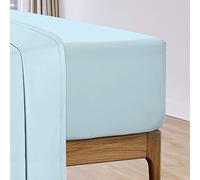 Pizuna Baby Blue Cotton Percale European Single Fitted Sheets 100x200 cm 1 Pc Only, 100% Long Staple Cotton Plain Weave Fitted Sheet Euro Single with 40 cm Deep Pocket