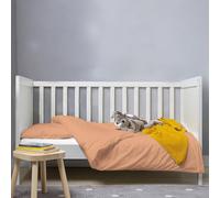 Pizuna Baby Duvet Cover For Crib 100 x 135 cm, Peach, 400 Thread Count 100% Long Staple Cotton Bedding Set, Soft Sateen Weave Crib Duvet Cover with Button Closure & 1 Pillow Case