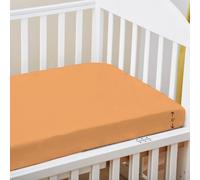 Pizuna Cot Fitted Sheet 70 x 140 cm, Apricot Orange, 400 Thread Count 100% Long Staple Cotton Fitted Bed Sheet, Soft Sateen Weave Baby Cot Sheet with 15 cm Deep Pocket