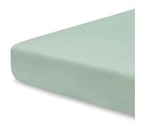 Pizuna Cotton Baby Travel Cot Sheets 120x60cm Fitted Sea Foam, 400 Thread Count 1pc 100% Long Staple Cotton Luxurious Sateen Weave Deep Pocket Fitted Cot Sheet For Babies Fit Mattress Upto 14cm