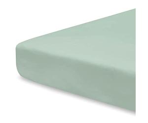 Pizuna Cotton Baby Travel Cot Sheets 120x60cm Fitted Sea Foam, 400 Thread Count 1pc 100% Long Staple Cotton Luxurious Sateen Weave Deep Pocket Fitted Cot Sheet For Babies Fit Mattress Upto 14cm