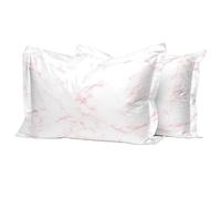 Pizuna Cotton Carrara Marble Pink Print Standard Pillow Cases 2 Pack, 400 Thread Count 100% Long Staple Combed Cotton Oxford Pillow Cover Sateen Cooling Oxford Pillow Case 50x75 (Printed Pillow Cases)