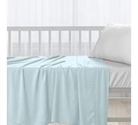 Pizuna Cotton Flat Crib Sheets 120x150cm For Babies Baby Blue, 1pc 400 Thread Count 100% Long Staple Cotton Luxurious Sateen Weave Baby Flat Sheet With Stylish 5cm Hem By (Crib Sheet)