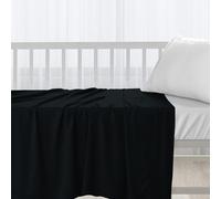 Pizuna Cotton Flat Crib Sheets 120x150cm For Babies Black, 1pc 400 Thread Count 100% Long Staple Cotton Luxurious Sateen Weave Baby Flat Sheet With Stylish 5cm Hem By (Crib Sheet)