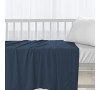 Pizuna Cotton Flat Crib Sheets 120x150cm For Babies Dark Blue, 1pc 400 Thread Count 100% Long Staple Cotton Luxurious Sateen Weave Baby Flat Sheet With Stylish 5cm Hem By (Crib Sheet)
