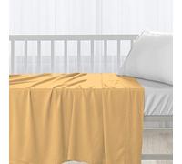 Pizuna Cotton Flat Crib Sheets 120x150cm For Babies Golden Yellow, 1pc 400 Thread Count 100% Long Staple Cotton Luxurious Sateen Weave Baby Flat Sheet With Stylish 5cm Hem By (Crib Sheet)