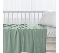 Pizuna Cotton Flat Crib Sheets 120x150cm For Babies Sea Foam, 1pc 400 Thread Count 100% Long Staple Cotton Luxurious Sateen Weave Baby Flat Sheet With Stylish 5cm Hem By (Crib Sheet)