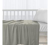Pizuna Cotton Flat Crib Sheets 120x150cm For Babies Silver, 1pc 400 Thread Count 100% Long Staple Cotton Luxurious Sateen Weave Baby Flat Sheet With Stylish 5cm Hem By (Crib Sheet)