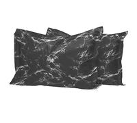 Pizuna Cotton Marble Black Printed King Size Oxford Pillow Cases 2 Pack, 100% Long Staple Combed Cotton Pillow Cover, Sateen Weave King Pillowcases 50x90 cm