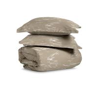 Pizuna Cotton Marble Taupe Print Duvet King Size, 400 Thread Count 100% Long Staple Cotton Sateen King Size Duvet Cover 230x220 with Button Closure