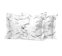 Pizuna Cotton Marble White Print Standard Pillow Cases 2 Pack, 400 Thread Count 100% Long Staple Combed Cotton Oxford Pillow Cover Sateen Cooling Oxford Pillow Case 50x75 (Printed Pillow Cases)