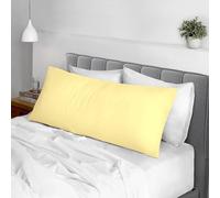 Pizuna Cotton Mellow Yellow Body Pillow Cover 1 Piece Only, 400 Thread Count 100% Long Staple Cotton Body Pillow Case 52x140 cm, Sateen Body Pillowcase (Cotton Pillow Cases for Body Pillows)