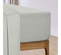 Pizuna Cotton Percale Double Fitted Sheet Silver,100% Long Staple Combed CottonFitted Bed Sheets Double 140x200 cm,Percale Weave 40 cm Deep Fitted Sheets for Double Bed 1 PC Silver