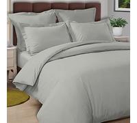 Pizuna Cotton Percale Duvet Covers King Size Silver, 100% Long Staple Combed Cotton King Duvet Cover 230x220cm, Sateen Weave Quilt Cover with Button Closure (Kingsize Duvet Cover Sets)