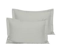 Pizuna Cotton Percale Oxford King Size Pillowcases 2 Pack Silver 50x90cm, 100% Long Staple Combed Cotton Pillow Cover, Percale Weave King Pillow Cases (Cotton Pillow Cases 2 Pack)