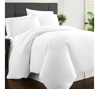 Pizuna Cotton Percale Super King Duvet Cover Set White, 100% Long Staple Combed Cotton Superking Duvet Cover 260x220cm, Sateen Weave Quilt Cover with Button Closure (Bedding Duvet Sets)