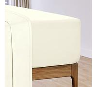 Pizuna Cotton Percale Super King Fitted Sheet Ivory,100% Long Staple Combed CottonFitted Sheet 180x200 cm,Percale Weave Superking Fitted Sheet Extra Deep 40 cm Fit 1 PC Ivory