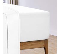 Pizuna Cotton Percale Super King Fitted Sheet White,100% Long Staple Combed CottonFitted Sheet 180x200 cm,Percale Weave Superking Fitted Sheet Extra Deep 40 cm Fit 1 PC White