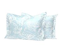 Pizuna Cotton Simply Floral Blue Print Standard Pillow Cases 2 Pack, 400 Thread Count 100% Long Staple Combed Cotton Oxford Pillow Cover Sateen Cooling Oxford Pillow Case 50x75 (Printed Pillow Cases)