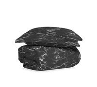 Pizuna Cotton Single Marble Black Print Duvet Cover 140x200, 400 Thread Count 100% Long Staple Cotton Single Duvet Cover Set, Sateen Single Quilt Cover with Button Closure (Printed Duvet Cover)