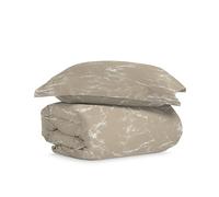 Pizuna Cotton Single Marble Taupe Print Duvet Cover 140x200, 400 Thread Count 100% Long Staple Cotton Single Duvet Cover Set, Sateen Single Quilt Cover with Button Closure (Printed Duvet Cover)