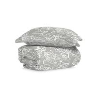 Pizuna Cotton Single Simply Floral Silver Print Duvet Cover 140x200, 400 Thread Count 100% Long Staple Cotton Single Duvet Cover Set, Sateen Single Quilt Cover with Button Closure(Printed Duvet Cover)