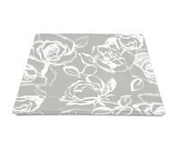 Pizuna Cotton Single Size Simply Floral Silver Print Flat Sheet 1 Piece Only, 100% Long Staple Combed Cotton Flat Bed Sheets 180cm x 280cm, Sateen Weave Cooling Flat Sheet Single (Printed Bed Sheets)