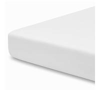 Pizuna Crib Fitted Sheet 40 x 90 cm, White, 400 Thread Count 100% Long Staple Cotton Fitted Bed Sheet, Soft Sateen Weave Baby Crib Sheet with 12 cm Deep Pocket