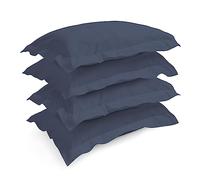Pizuna Dark Blue Pillow Cases 4 Pack Cotton, 400 Thread Count 100% Long Staple Combed Dark Blue Cotton Pillow Cases pack of 4, Sateen Weave Oxford Pillow Case 50 x 75 cm (Cooling Pillowcases)