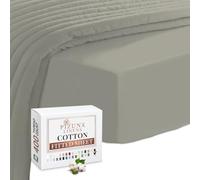 Pizuna Fitted Sheet 100% Cotton, Long Staple 400TC Silver - Sateen Weave, Extra Deep 40cm Emperor Size 200x200cm