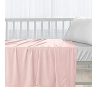 Pizuna Flat Baby Crib Sheets 120x150cm Light Pink, 400 Thread Count 1pc 100% Long Staple Combed Cotton Flat Bed Sheets For Babies With Stylish 5cm Hem (Crib Bed Sheets)