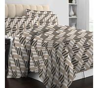 Pizuna King Size Duvet Cover Sets Cotton 230x220 Mosaic Brown (3Pc) 400 Thread Count 100% Long Staple Cotton Sateen Weave Bedding Set with Button Closure (Printed Kingsize Duvet Cover & 2Pillowcase)